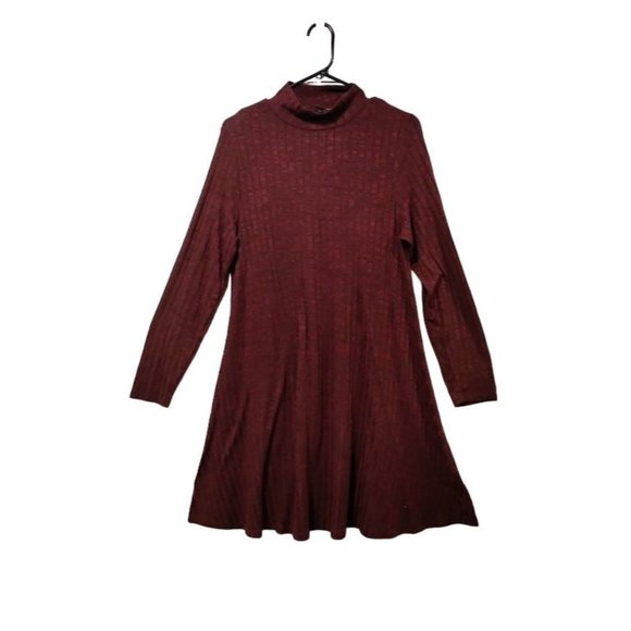 Ivanka Trump Long Sleeve Mock Neck Sweater Dress Burgundy Women's L - Picture 2 of 11